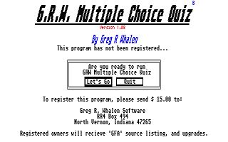 G.R.W. Multiple Choice Quiz